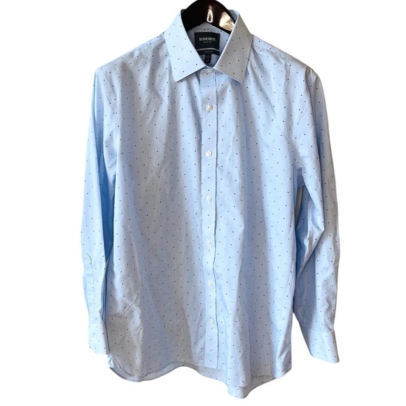 Lot of 3 Button Up Dress Shirts Mens Large Blue 100% Cotton Long Sleeves - Picture 10 of 13